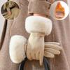 Winter Women'S Warm Gloves Have Windproof And Cold Resistant Properties, Thick Fur Lining, And Touch Screen Gloves