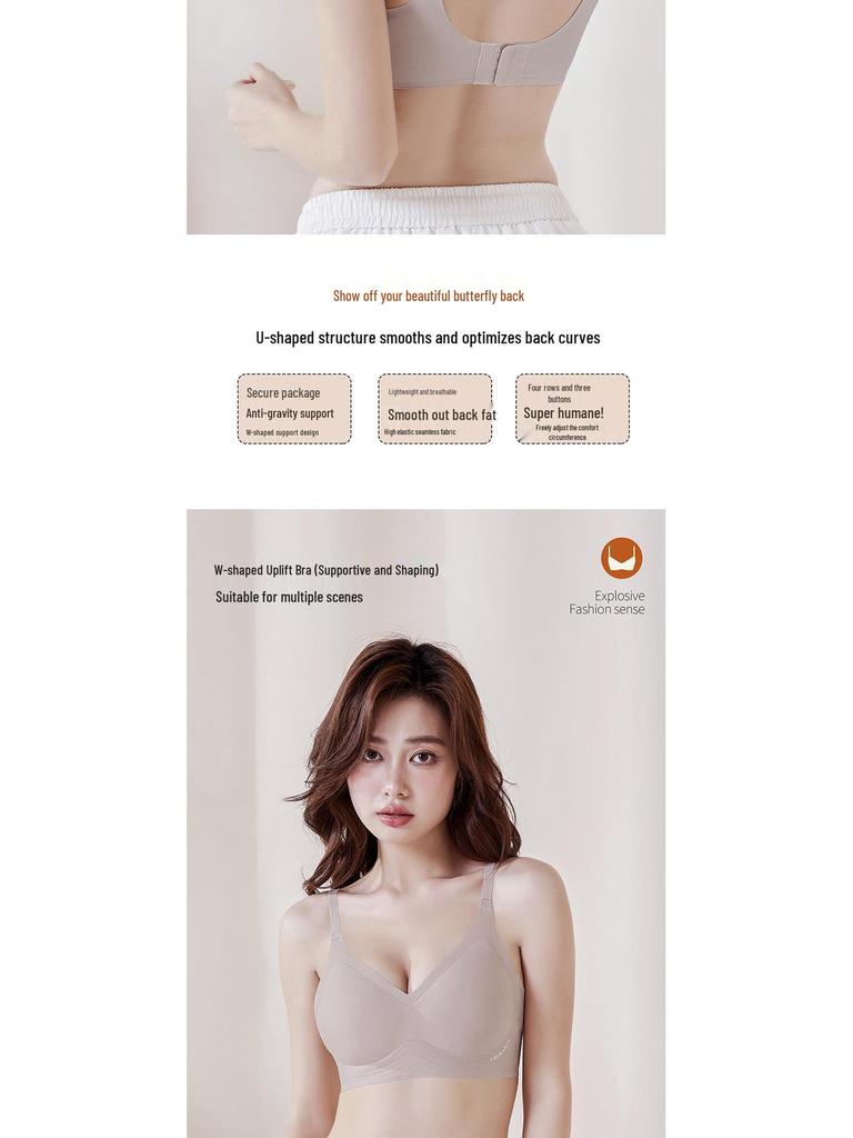 Seamless Soft Support Wireless Bra with Small Chest Gathering and Anti-Sagging Fixed Cups