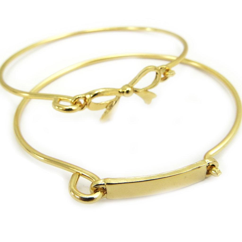 Les Trésors De Lily [L6052] - Golden 'Romantic Knot' Double Bracelet