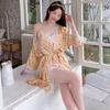Summer new pure desire pajamas set women's suspenders shorts sweet loungewear three-piece set lace sexy thin