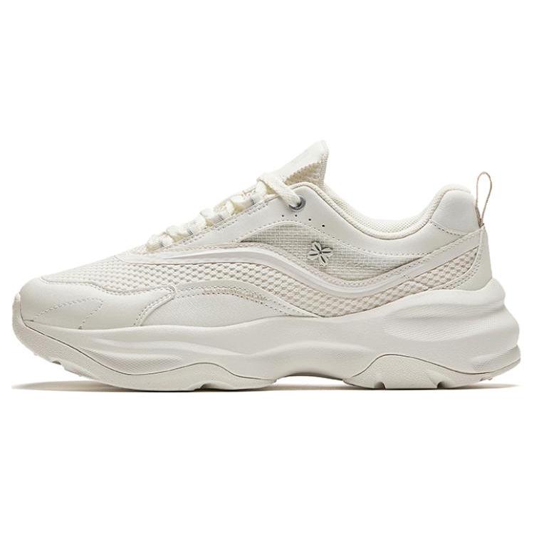 New Anta Bai Wei Cushioned Wear Resistant Breathable Height Increasing Low Top Casual Shoes Women's Ivory White 922428820-1