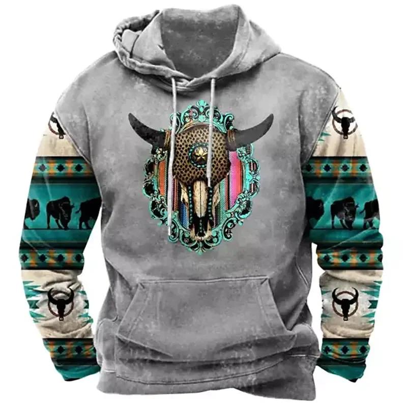Winter Men's Hoodie Sweatshirt Harajuku Ethnic Wind Graphics Retro Clothes Pullover Shirt Casual Street Loose Casual Hoodie