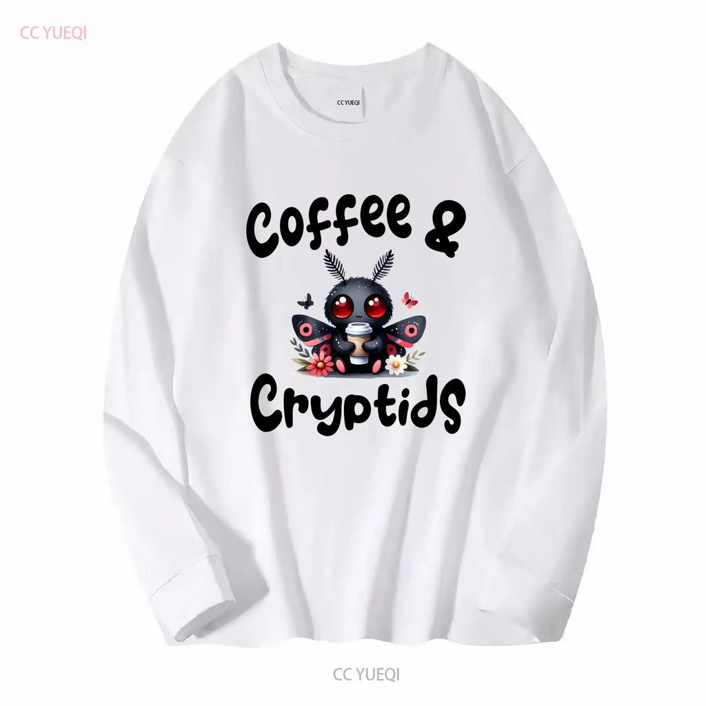 Coffee Cryptids T Shirt Lover Cryptid Mothman Creepy Kawaii Cute Bella Canvas 3001 Long or Short Sleeves Vintage Washed Fashion