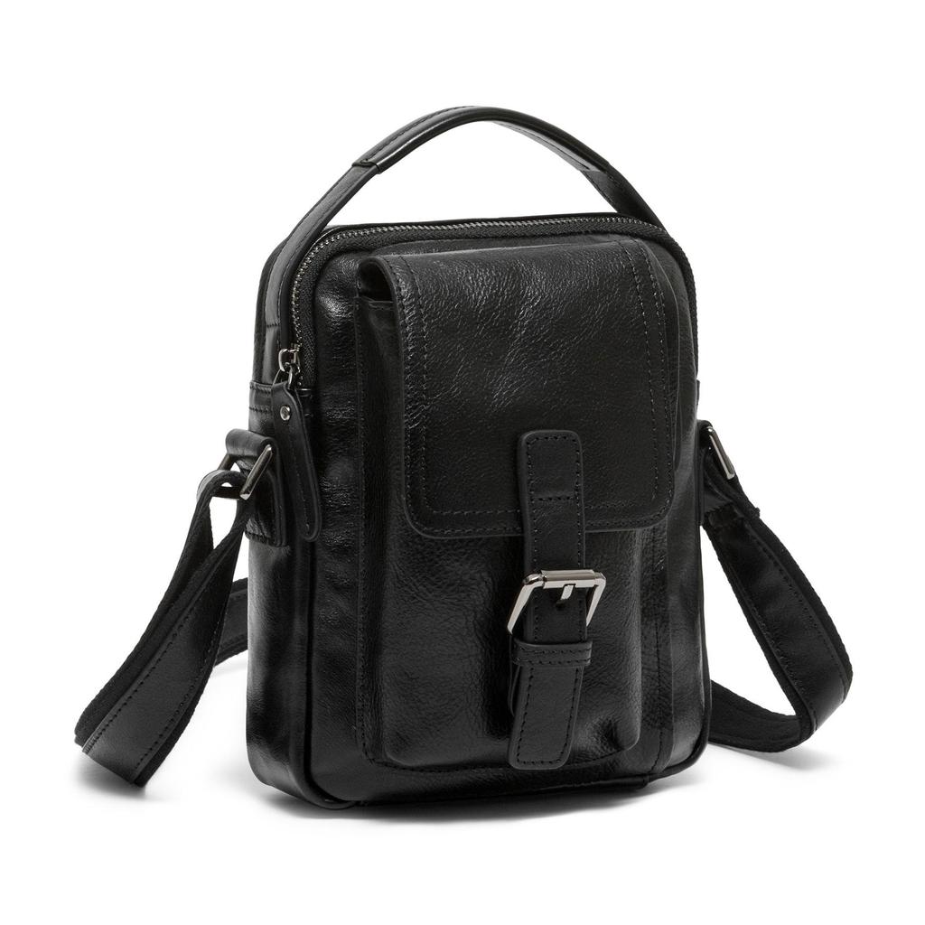 DUJIANG Herren Vintage Crazy Horse Leder Umhängetasche - Echtes Leder Freizeit Outdoor Tasche