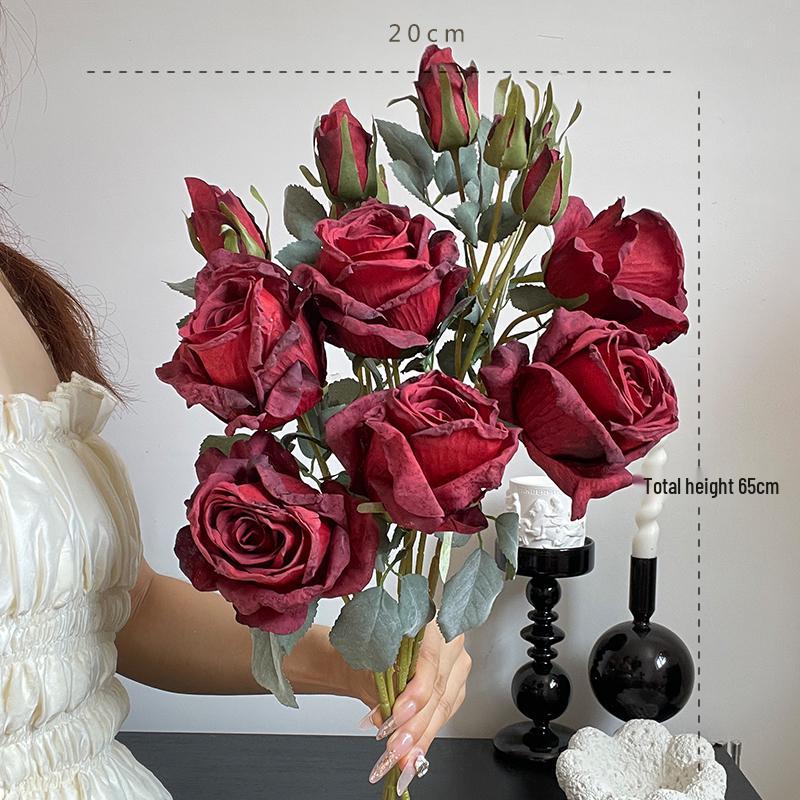 Liu Yifei Inspired Dried Flower Oil Painting - Artificial Rose Bouquet for Living Room or Dining Table Decor
