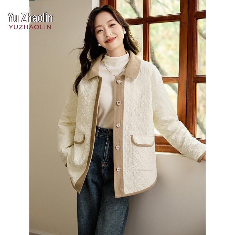 YUZHAOLIN Women s Corduroy Color Block Thick Padded Jacket M