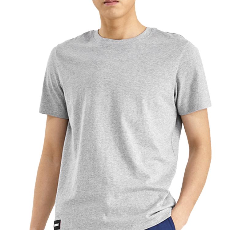 Skechers Solid Color Round Neck Fitted T-Shirt Men Tops Gray L220M157-004F