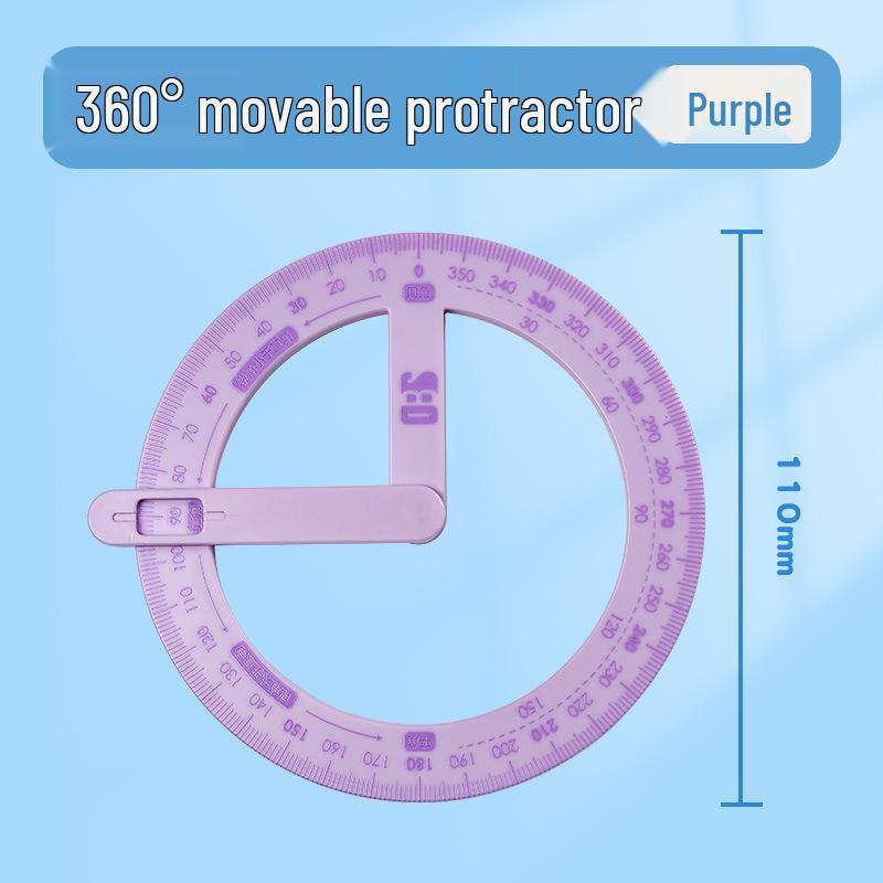 360° Movable Angle Teaching Protractor for Second Grade Students - Right & Acute Angles Drawing Tool