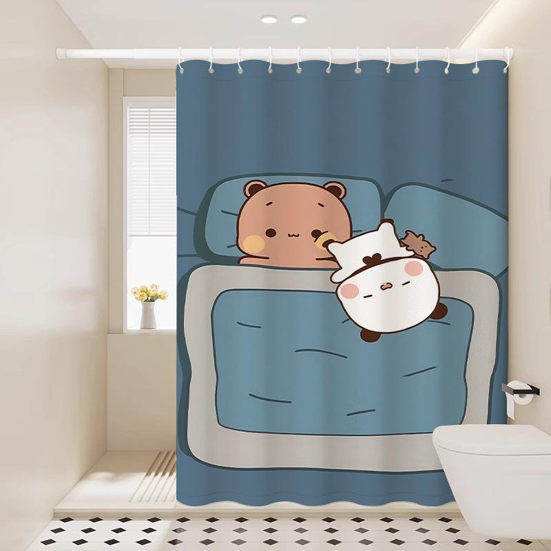 Cute Shower Curtain Thickened Waterproof Bathroom Bathroom Bathroom Bath Shower Dry And Wet Separation Hanging Curtain