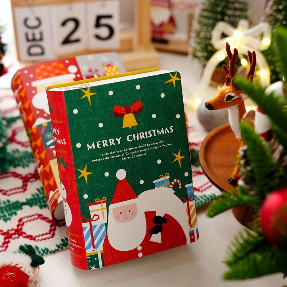 10 Stück Weihnachtsgeschenkboxen Buchförmige Geschenkverpackungen Weihnachtlich gestaltete Buchboxen mit entzückenden Weihnachtsmann- und Schneemann-Designs Perfekt für Gastgeschenke