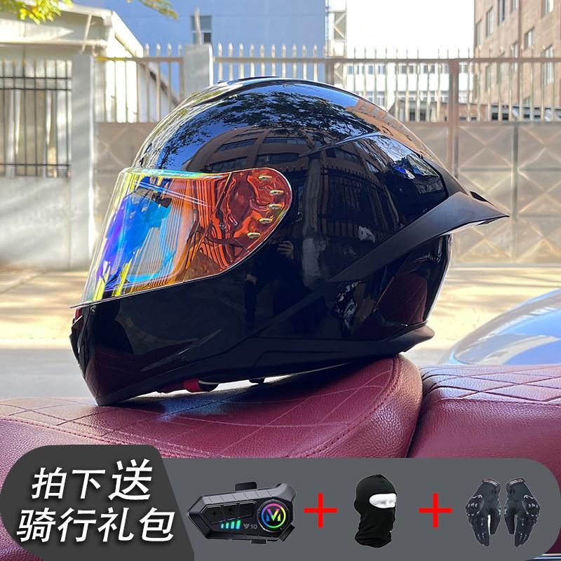 ECE/GB Certified Full Face Motorcycle Helmet With Bluetooth Intercom Men Women Use Large Rear Wing Stylish Design