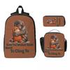 Punch The Monkey Baby Monkey Holding Kids Backpack Lunch Box Pen Bags for Boys Girls Backpacks Lightweight Schoolbag Bookbag Set