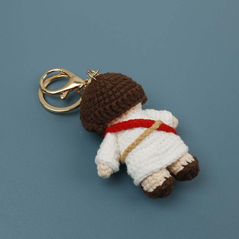 Handgefertigte Häkel-Schlüsselanhänger Hängende Dekoration Gestrickte Puppe Geschenk für Freunde Gestrickte Blumen Rucksack