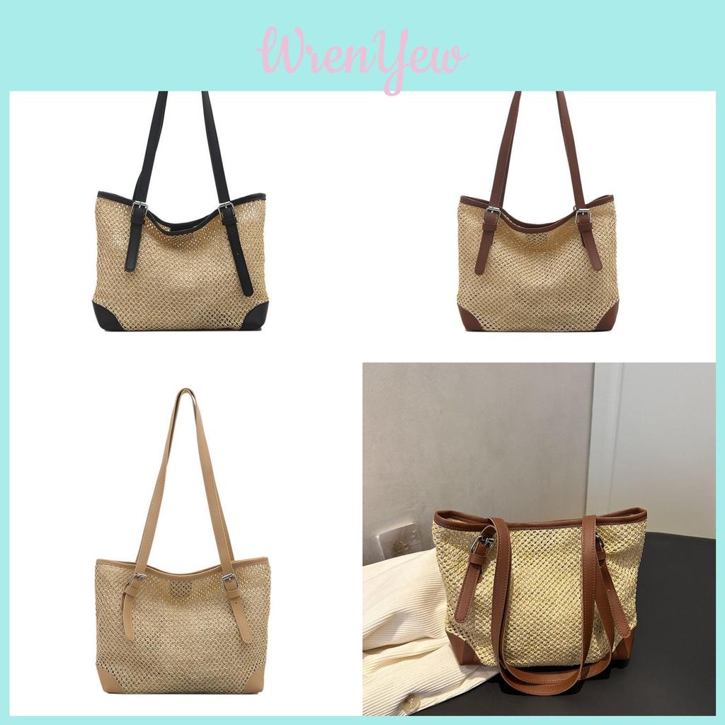 Summer Woven Tote Bag For Women With Magnetic Closure And Inner Pockets For Beach And Casual Wear