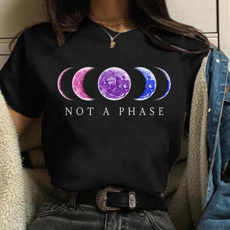 Summer Fashion Printed Moon Moon Eclipse Loose Half Sleeve Letter Cotton T-Shirts Women’s