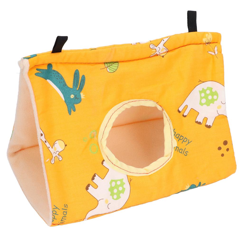 Vogelhaus Faltbar Weich Bequem Flanell Orange Dreieckiges Vogel Hängebett mit Haken für Papageien Hamster Eichhörnchen