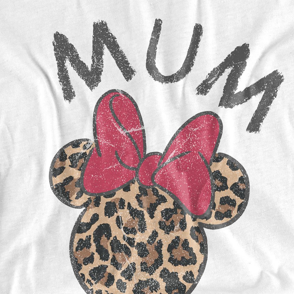 Disney Unisex Adult Mum Minnie Mouse Leopard Print Mothers Day T-Shirt