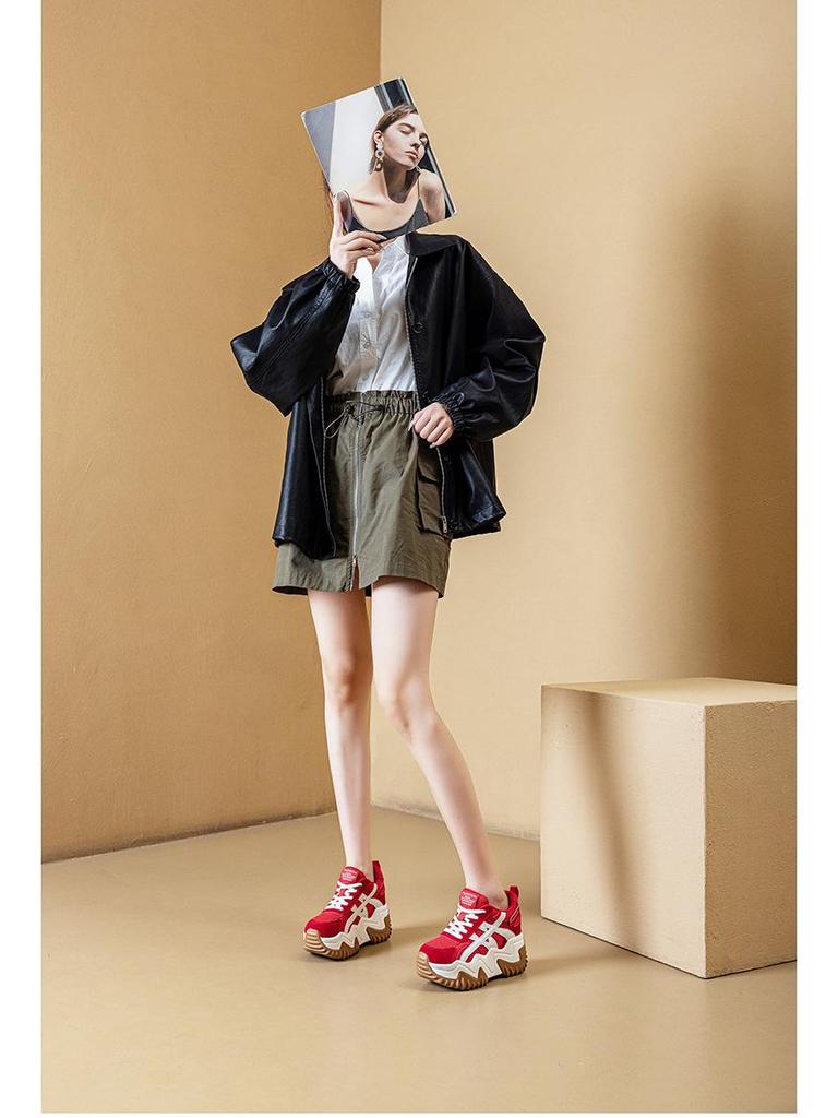 Women's Trendy Dad Sneakers 2025: Thick-Soled, Height-Increasing, Casual Sports Shoes, Small Size 34 for Autumn.