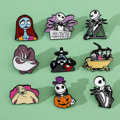Halloween Character Metal Badge Christmas Eve Fright Jack Sally Boogie Alloy Drip Brooch Accessories
