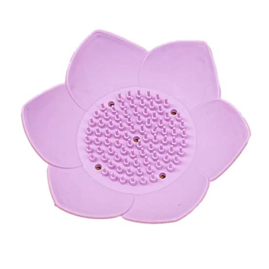 Silicone Soap Dish Lotus Shape Soap Holder with Drainage Holes Non-Slip Soap Holder