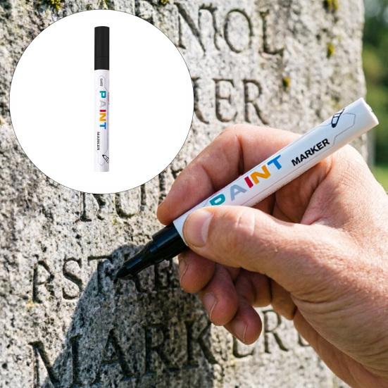 Opravná barva ve fixu na náhrobky Voděodolný Přesný hrot Kamenný popisovač Rychleschnoucí Inkoust nerozmazávající se Značkovač náhrobků pro pamětní nápisy