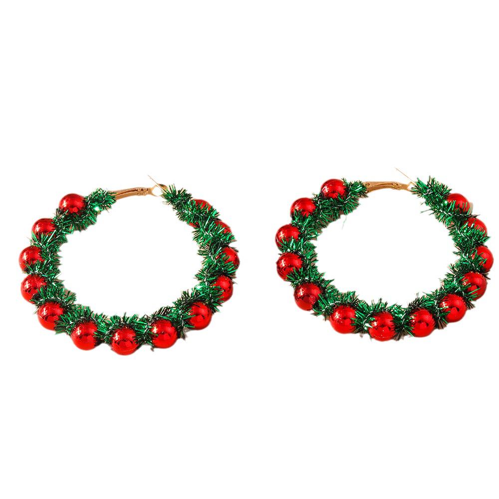 European and American Cartoon Christmas Earrings - Cute Funny Elk, Tree, and Wreath Studs Jewelry