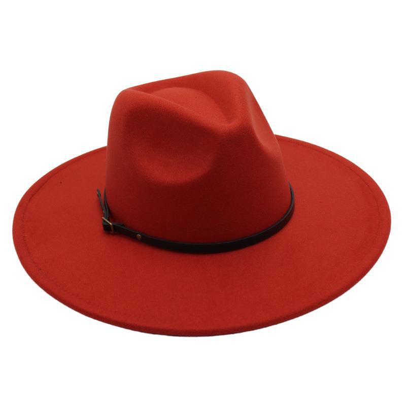 Belt Buckle Top Hat Jazz Hat Men'S And Women'S Felt Hat Woolen Hat Wool Versatile Street Shot