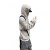 Unisex Striped Hooded Zip Sweatshirt Loose Fit Casual Couple Outerwear American Retro Style