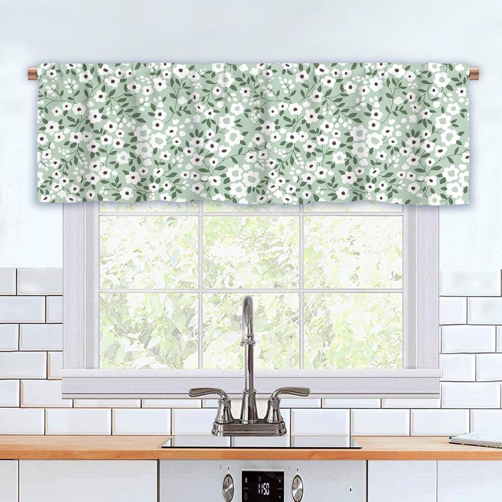 3D Floral Pattern Digital Print Kitchen Valance