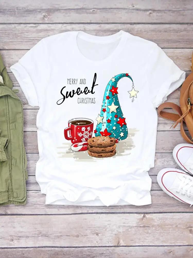 Printed Lady Clothing Fashion Christmas Women Plaid Truck Tree Trend 90s Short Sleeve TShirts New Year Graphic T Top Tee