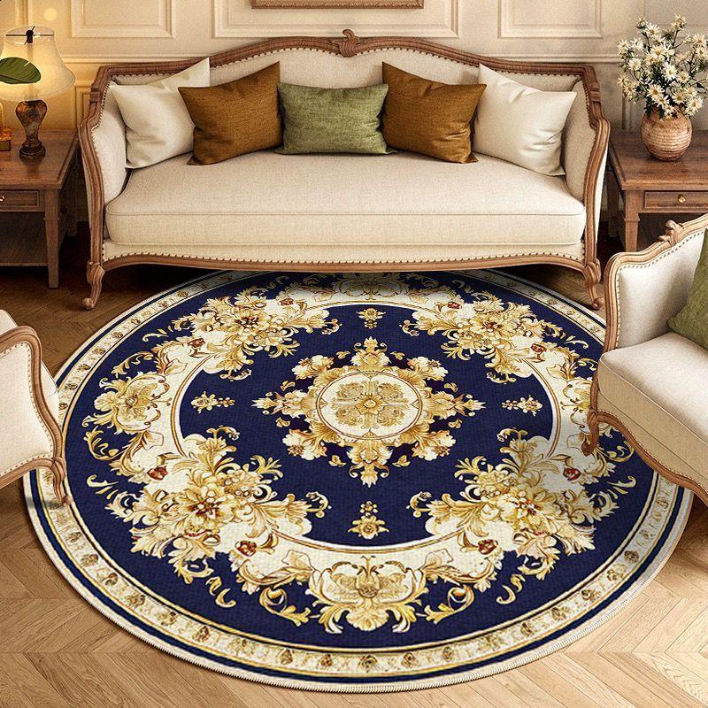 European Style Living Room Round Carpet Room Decor Non-slip Floor Mats 200cm Study Chair Mat Washable Circular Rugs for Bedroom