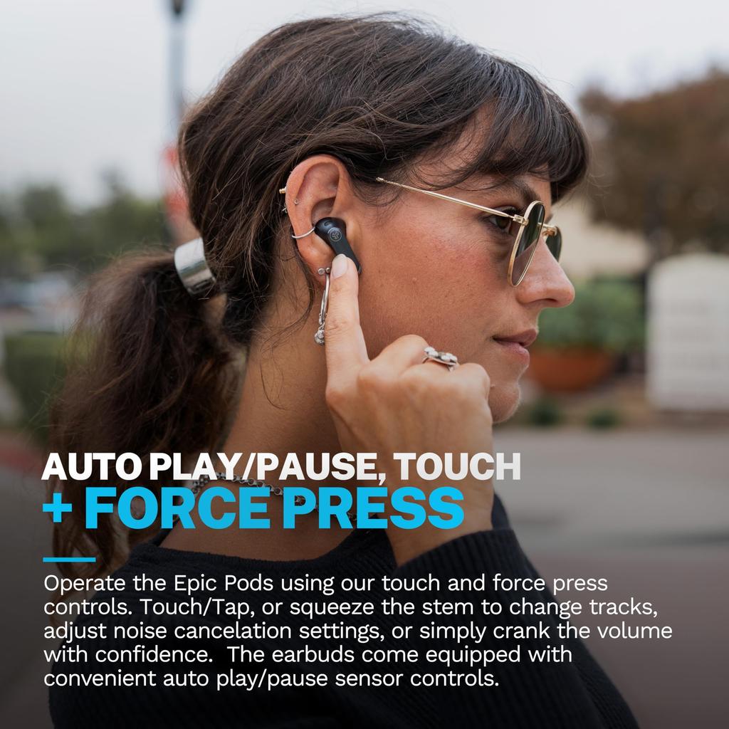 JLab Epic Pods ANC Wireless Earphones Bluetooth Noise Cancelling Black