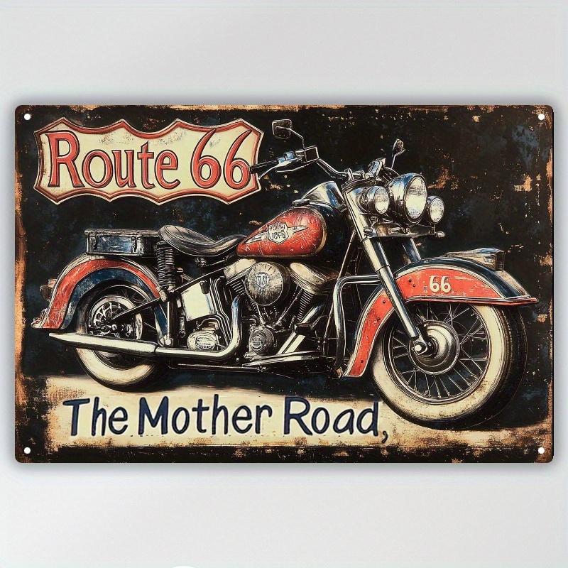 Vintage Route Motorcycle Metal Wall Art Sign Retro Mother Road Highway Decoration HeavyDuty Aluminum Plaque Ga