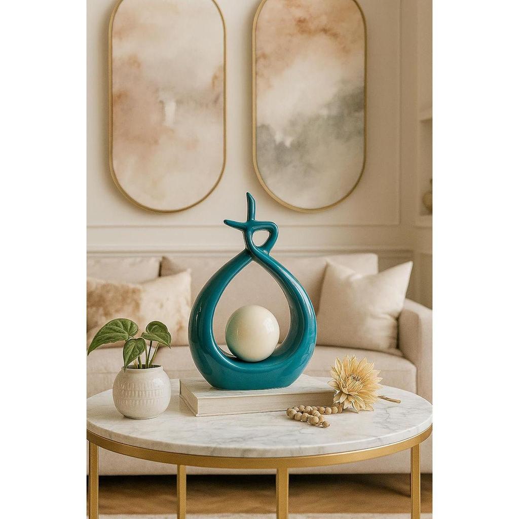 Beautiful Ceramic Spiral Design Statue for Home Decoration (Pack of 1, Sky)