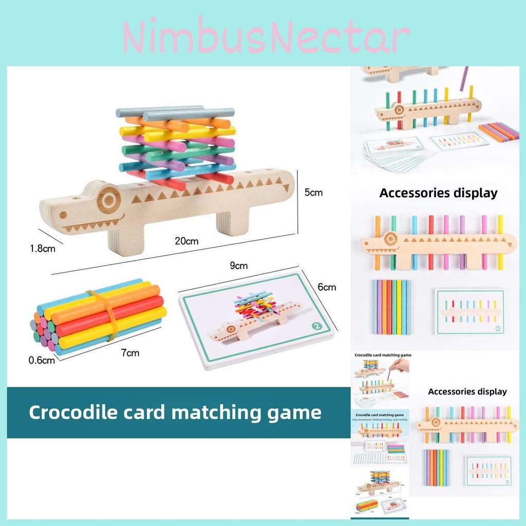 Wooden Montessori Crocodile Puzzle Toy Motor Skill Train Kids Early Educate