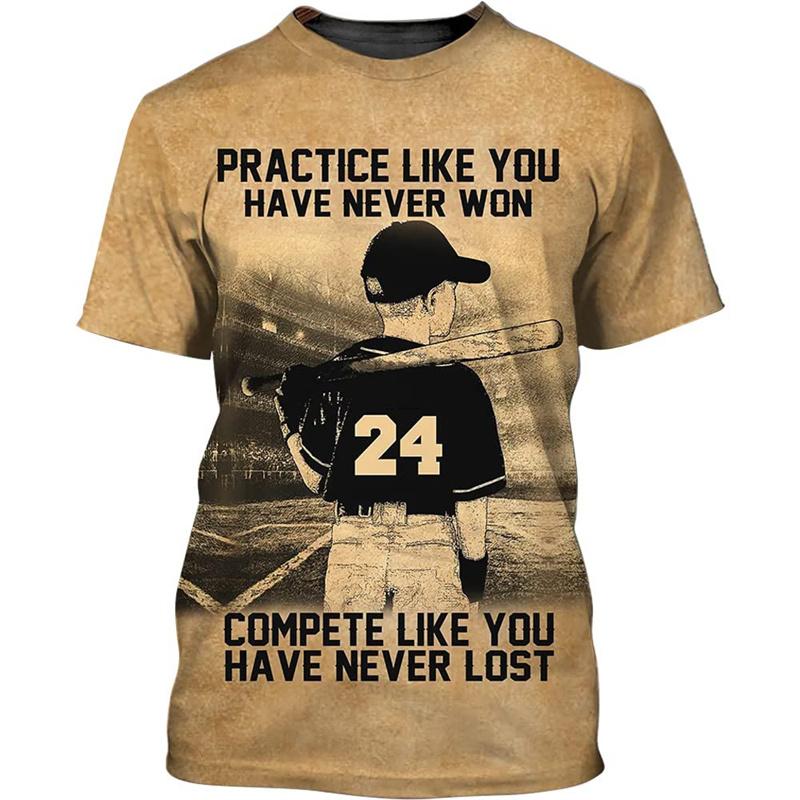Hot Sale Baseball Pattern Printing Personality 3D Printed T-shirt Sports Softball Unisex Quick-drying Short-sleeved T Shirt Top