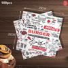 100 Fogli Carta Cerata Carta Grassa per Alimenti Carta da Imballaggio Carta per Avvolgere Pane Sandwich Hamburger Patatine Carta Oleata Strumenti per la Cottura