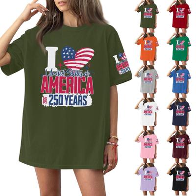 Damen Rundhals Bedrucktes Kurzarm T-Shirt Top