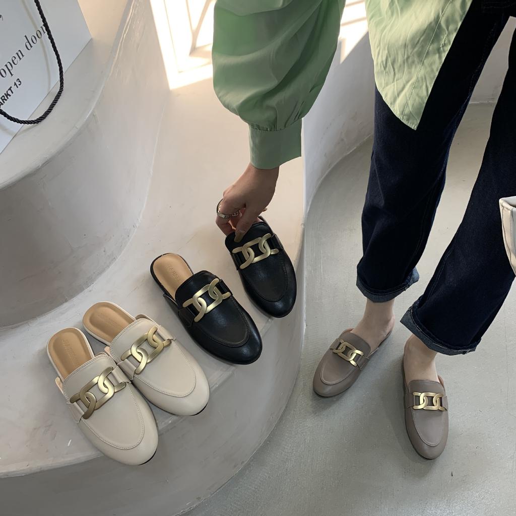 Flat-bottomed Bag Head Half Slippers 2025 New Spring and Summer Outer Wear Cool Slippers Soft-soled Half-tray Shoes Lazy Muller Shoes
