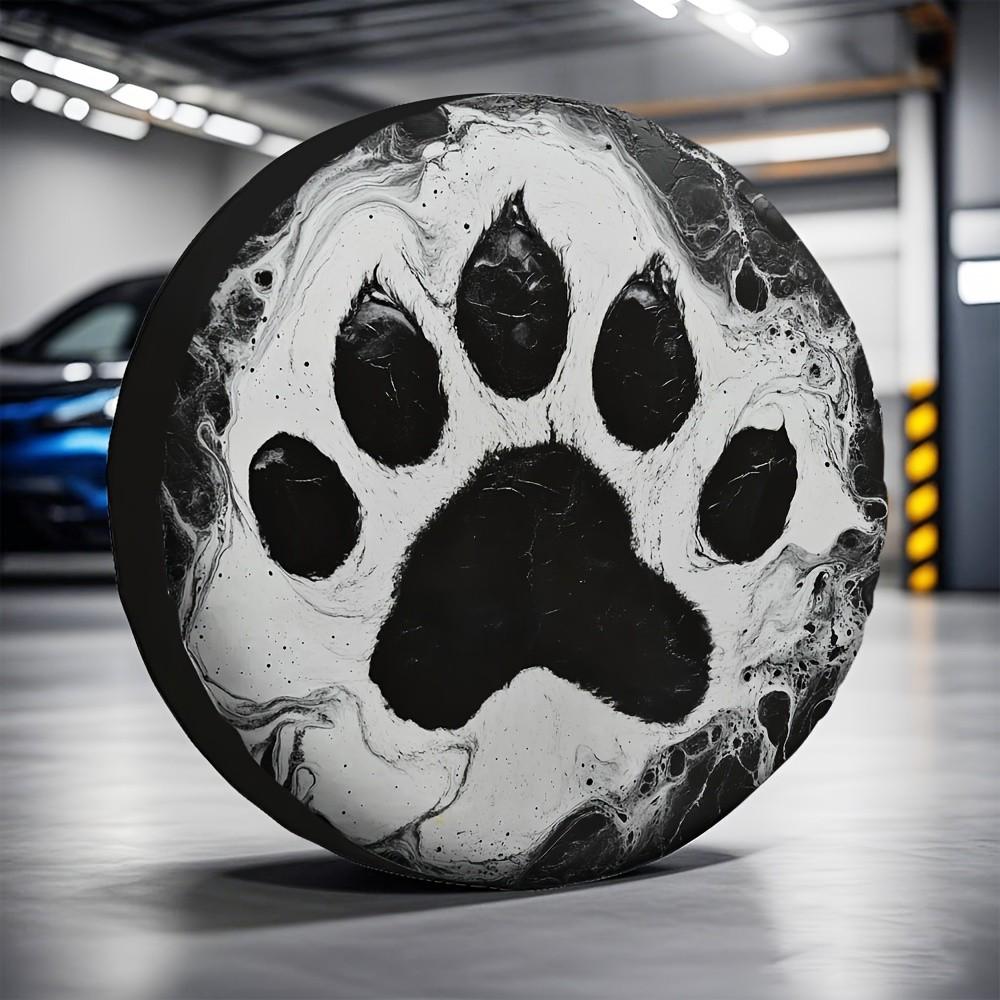 Bear Paw Print Tire Cover Durable Polyester Wheel Protector Outdoor Spare Tire Cover