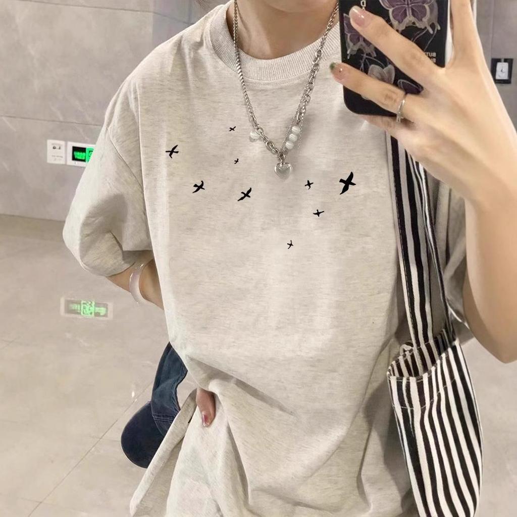 Women's 2025 Retro American Cotton Loose Fit T-Shirt, Large Size, Short-Sleeved, Summer Design