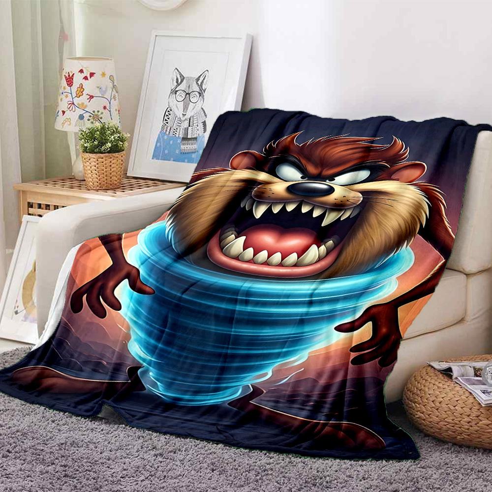 

1pc Looney Tunes Tornado Tasmanian Devil Flannel Throw Blanket - Lightweight Soft Warm All-Season Blanket for Sofa, Bed, Travel, Camping L1029117 130x150cm
