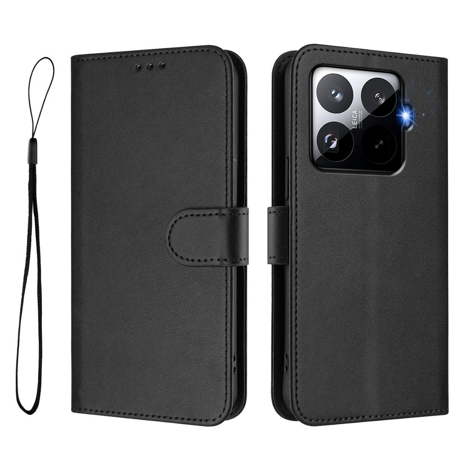 

Для Xiaomi 15T Pro Чохол-гаманець з RFID-блокуванням, Шкіра теляти з текстурою, Підставка, Чохол для телефону зі шнурком Black