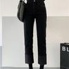 Autumn Winter New Korean stytle High Waist Thickening Warm Jeans Women Cuffs Vintage Korean Style Straight Baggy Denim Streetwear