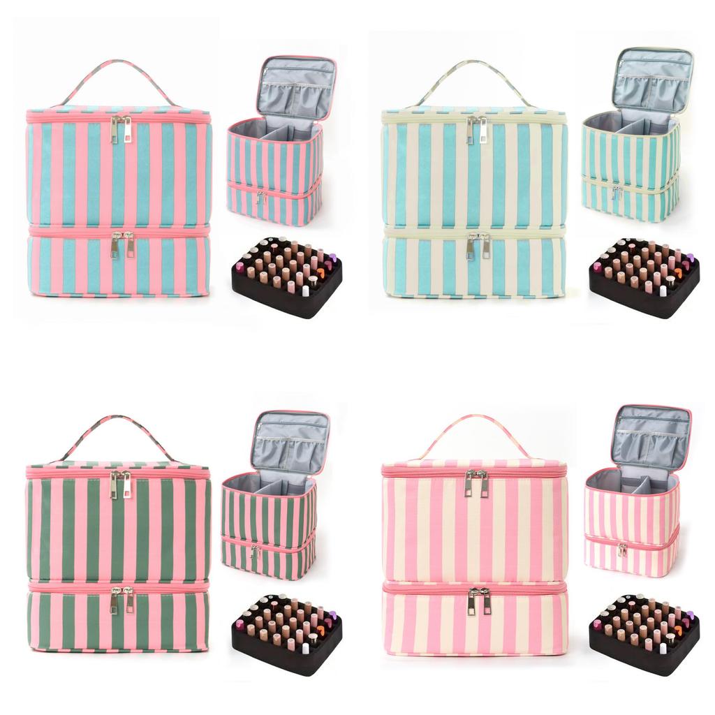 Modern Minimalist Dual Layer Makeup Organizer With Large Capacity For Travel And Home Use