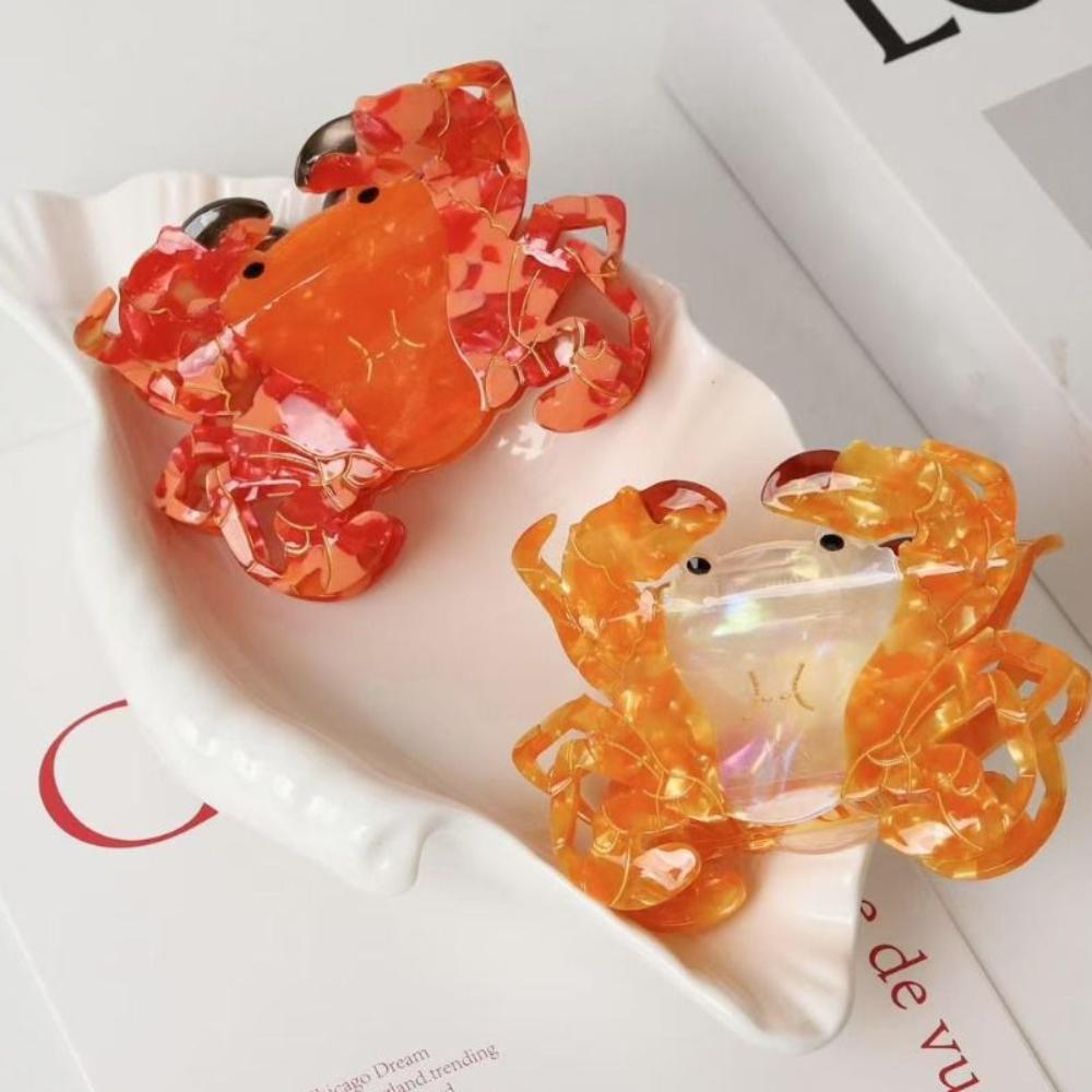 Lovely Ocean Animal Shark Clip Sweet Creative Hair Claw Creative Crab Acetate Hair Clip Girls