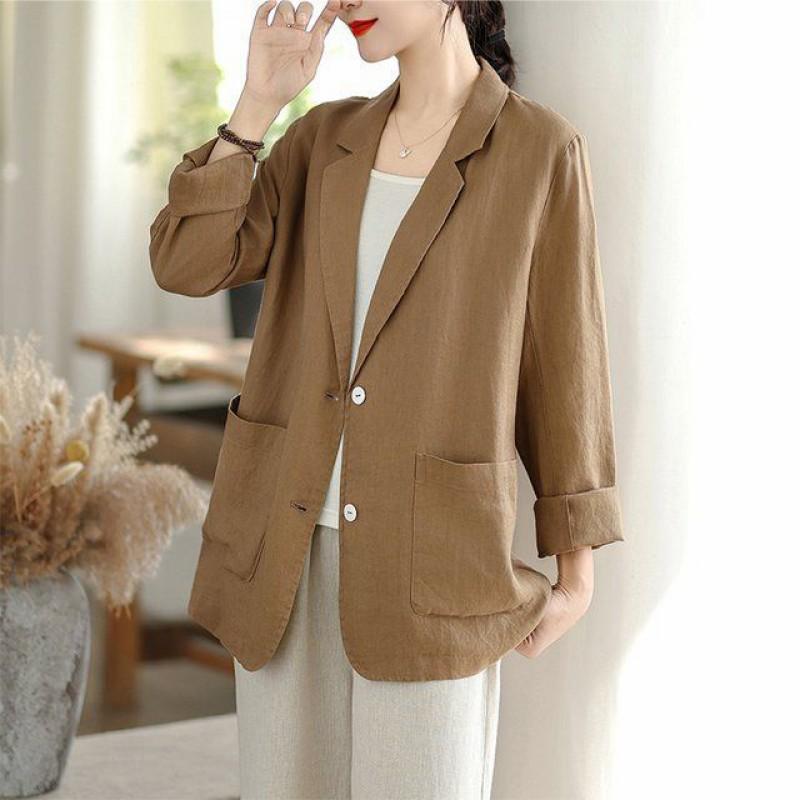 Womens Lightweight Linen Cotton Blazer 2026