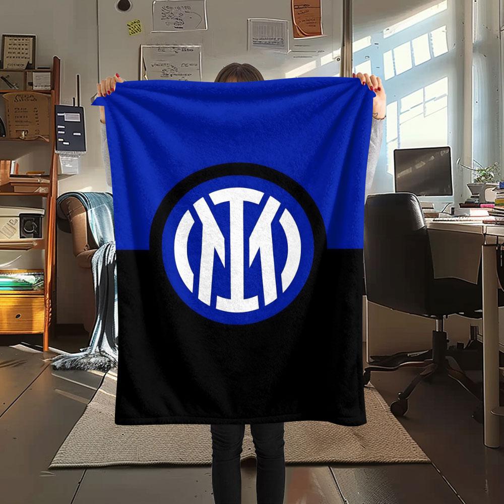 Inter Milan Printed Flannel Blanket, Soft Throw for Bedroom Sofa, Washable, Christmas Present, Great Gift.