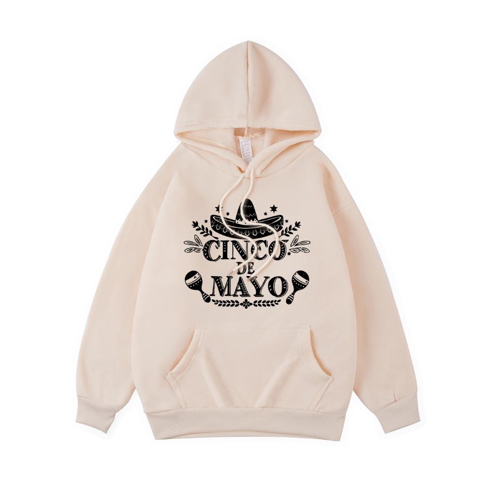 Mexico Cinco De Mayo Printing Hoodie Womens Basics Sporty Hooded Fleece Warm Soft Pullovers Casual Pocket Womans