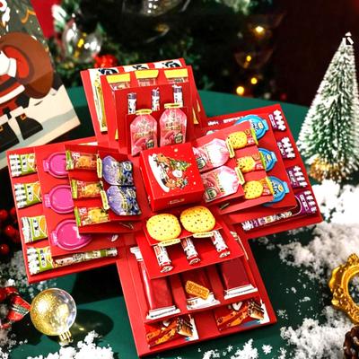 5-Layer Christmas Gift Box with Bow Ribbon Box Explosion Gift DIY Scrapbooking Surprise Container